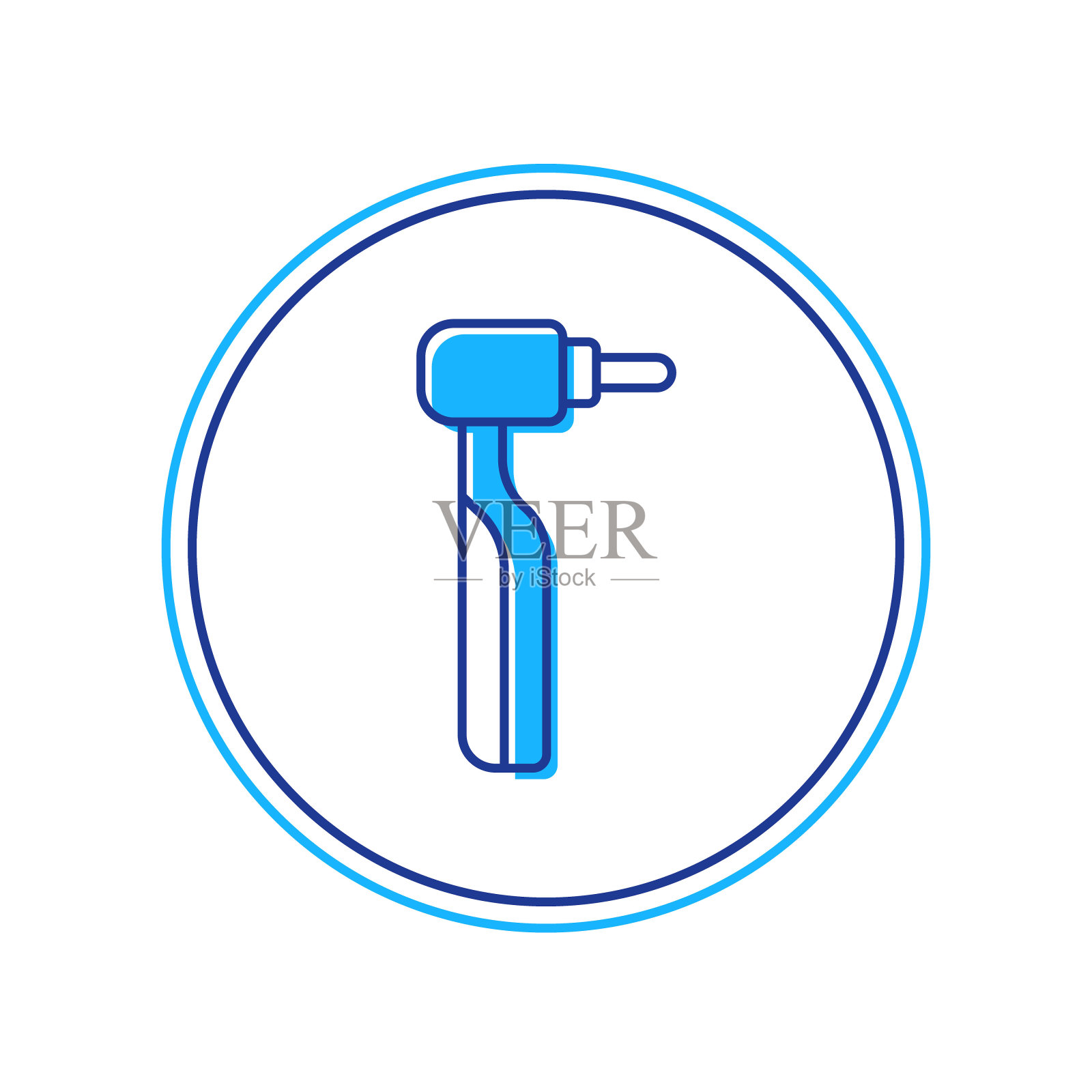 填充轮廓齿钻图标隔离在白色背景。用于钻孔和研磨工具的牙科机头。向量插画图片素材