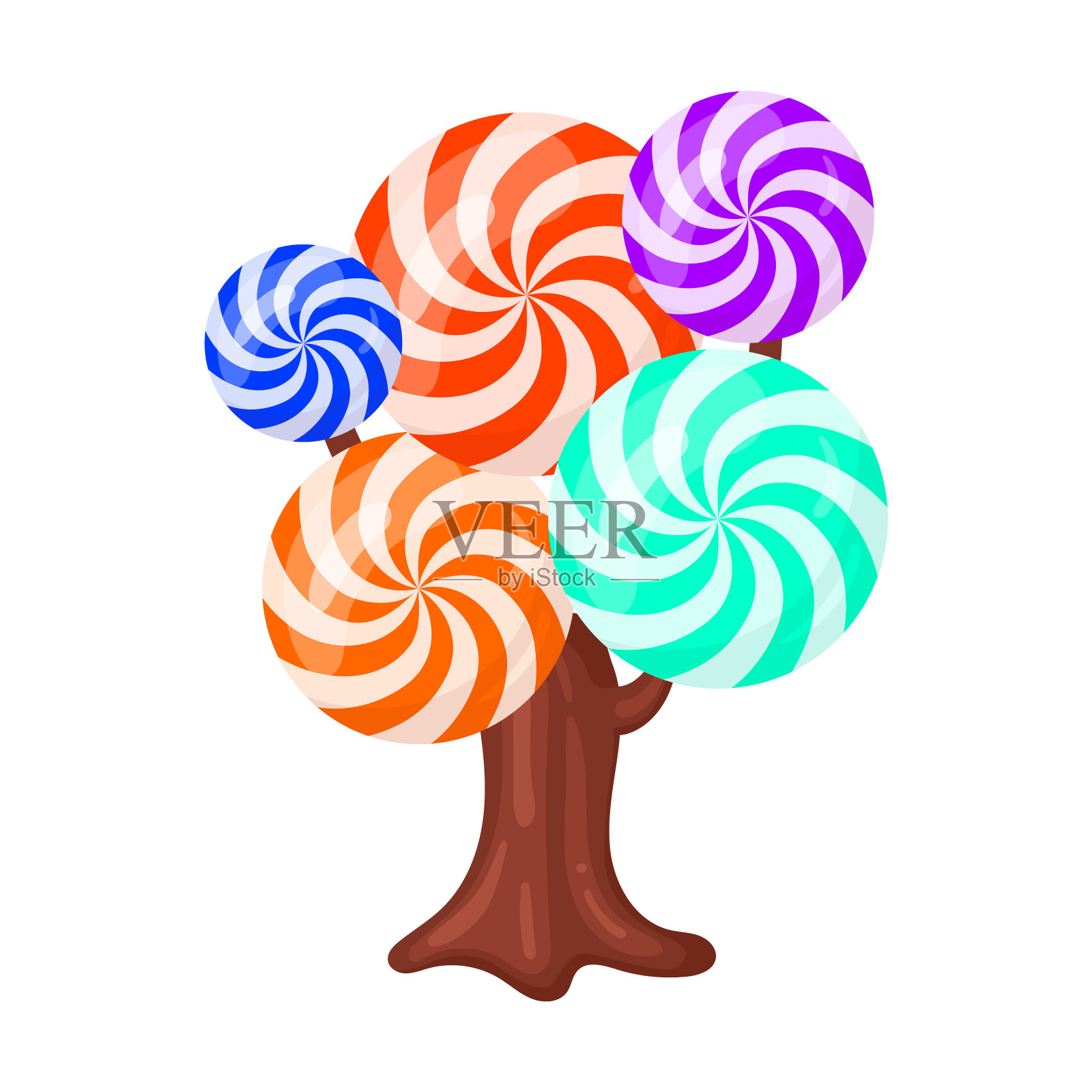 糖果形状的树条纹圆形棒棒糖设计元素图片