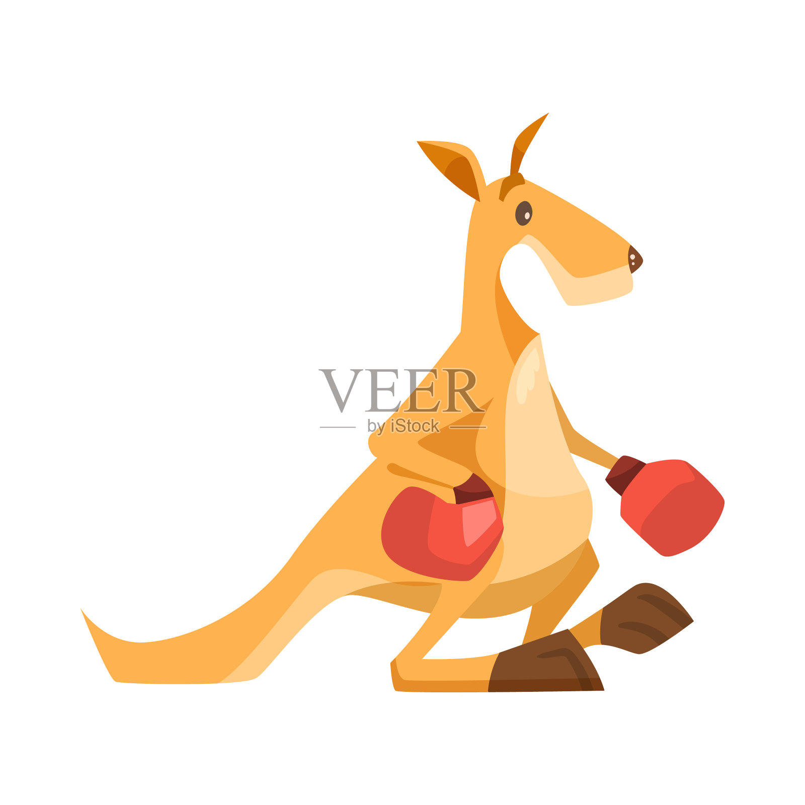 可爱的袋鼠戴着拳击手套设计元素图片