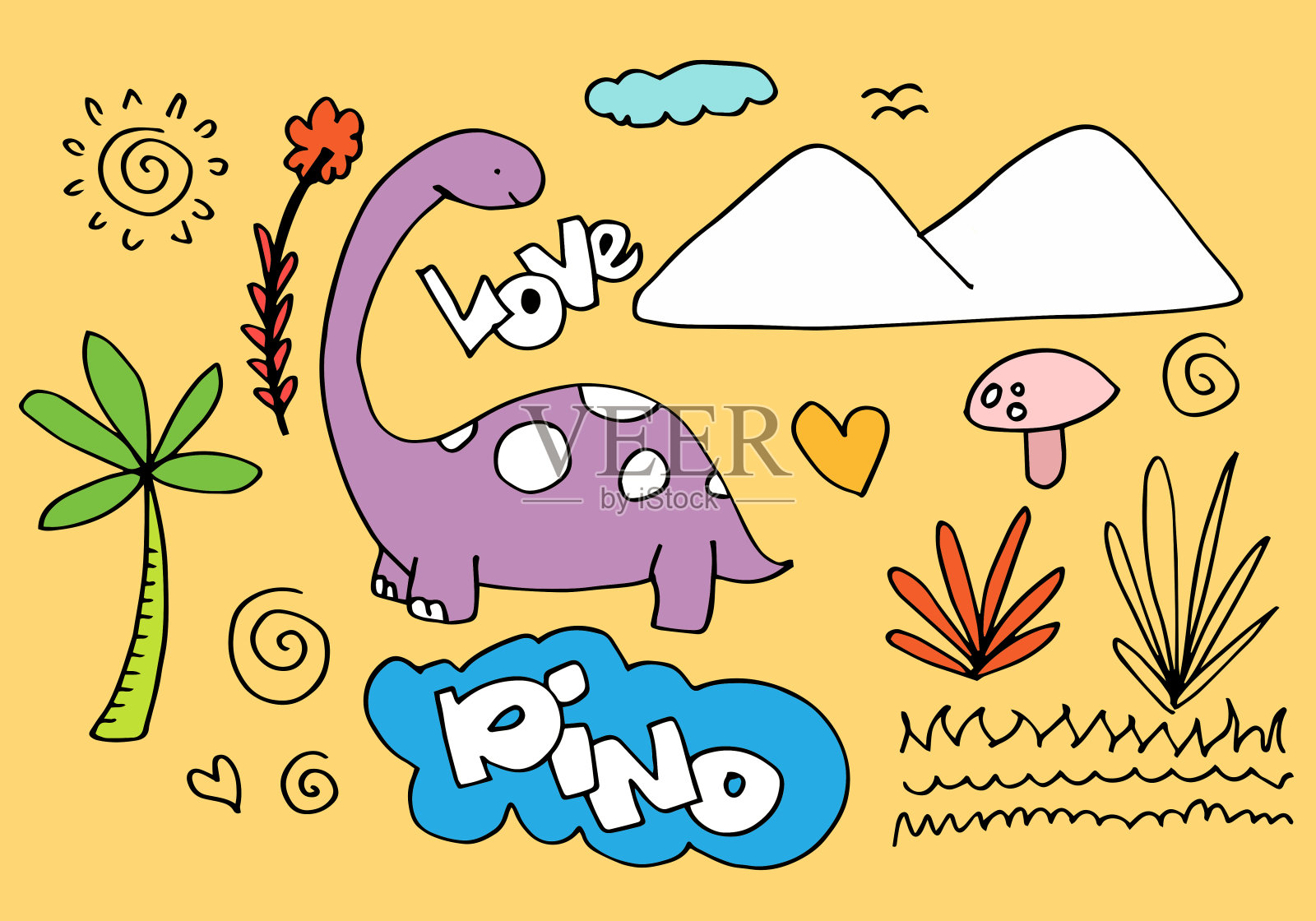 可爱的恐龙t恤设计与口号。矢量插图设计的时尚面料,纺织图形,包装纸,印刷品。插画图片素材