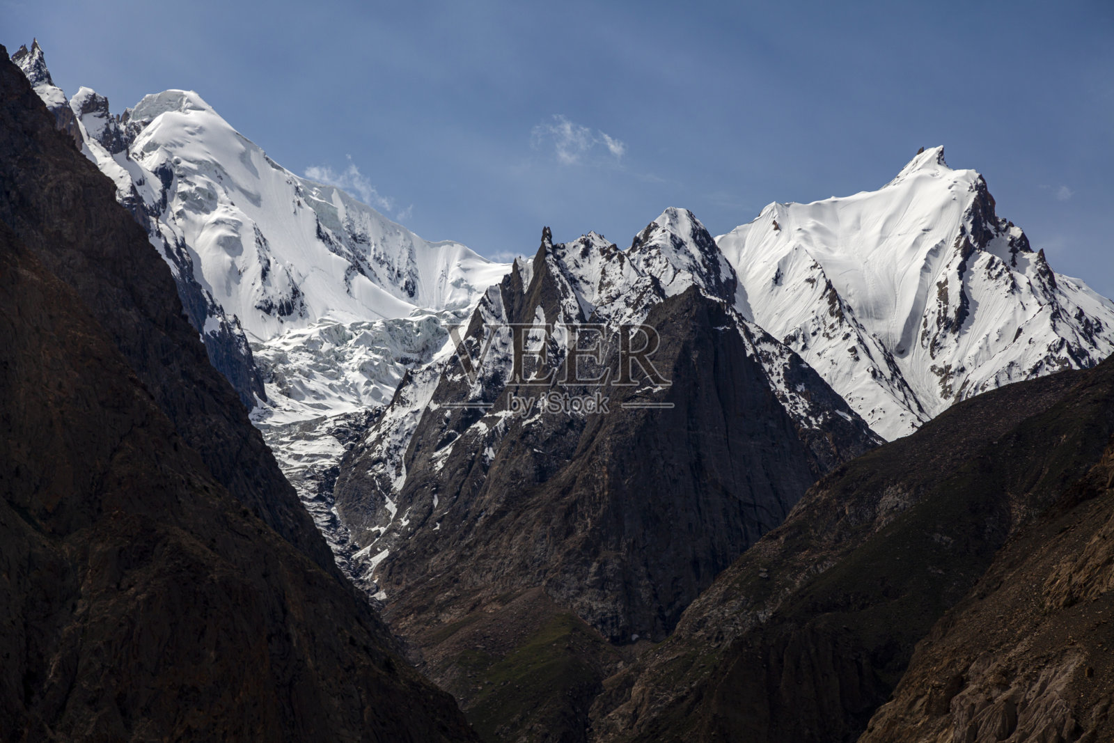 喀喇昆仑山脉的雪山和冰川景观照片摄影图片