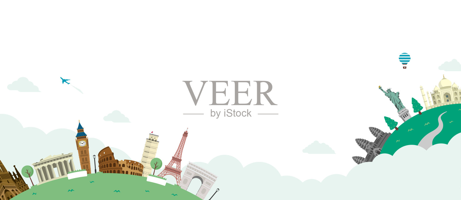 世界之旅,世界遗产矢量横幅插图插画图片素材