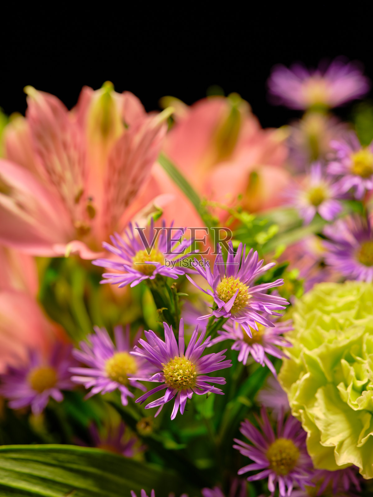 不同种类的花的花束照片摄影图片