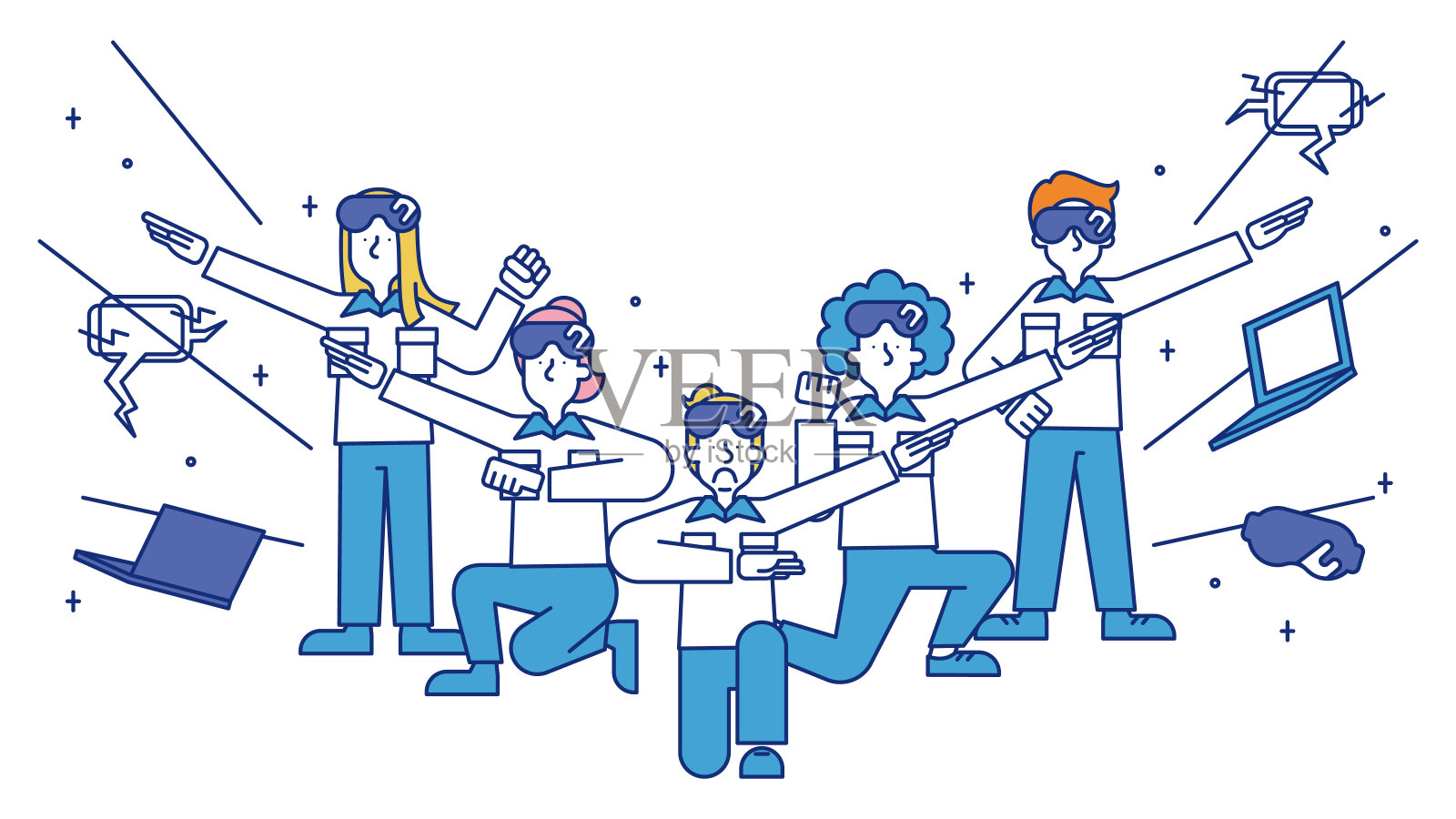 作为AR工程师的一男一女的插图插画图片素材