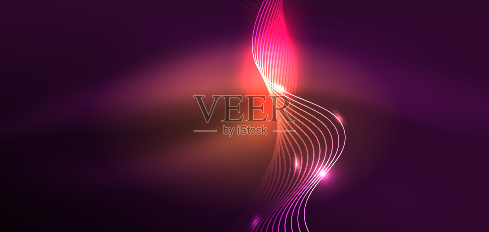 闪亮发光的霓虹灯波或霓虹灯激光秀插画图片素材