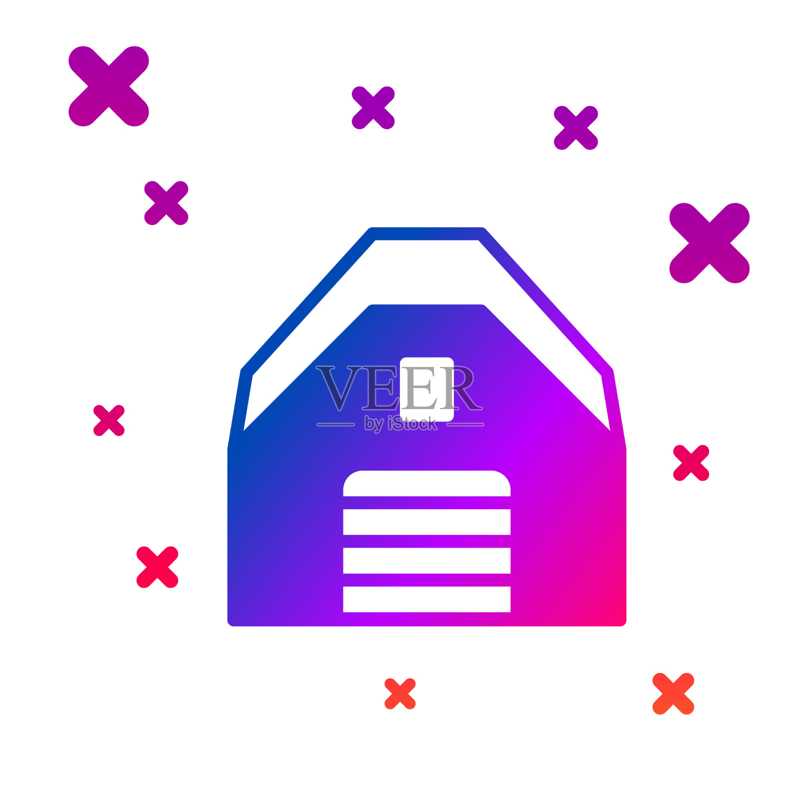 彩色车库图标孤立的白色背景图标素材