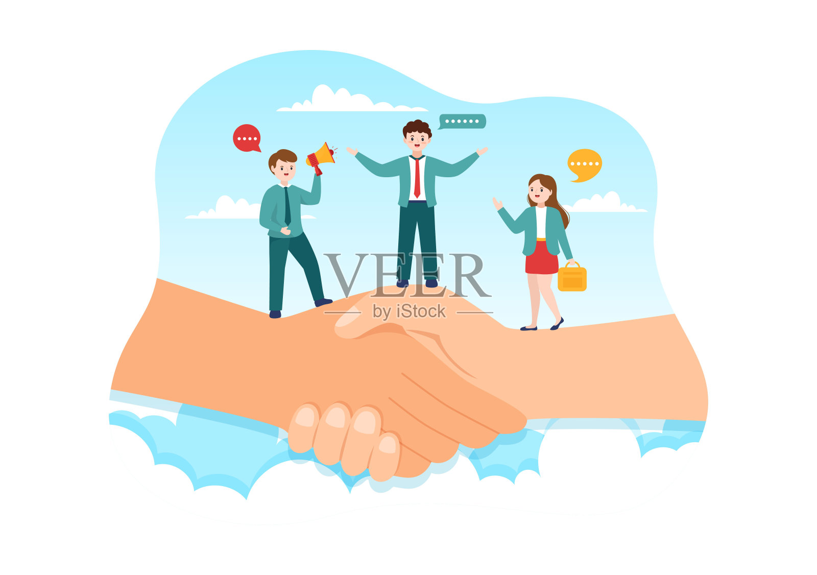 两个社会群体在着陆页的不同意见和分歧的冲突解决和管理矢量插图插画图片素材