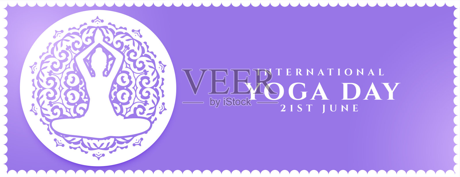 用装饰横幅庆祝世界瑜伽日,促进健身插画图片素材