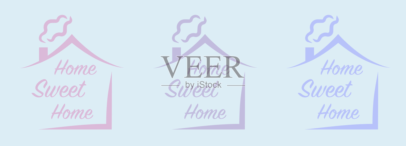 家甜家排版海报。印刷手工铭文。矢量插图与房子的屋顶和烟囱。插画图片素材