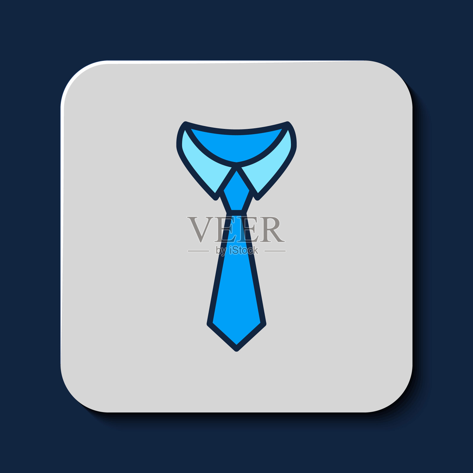 填充轮廓领带图标孤立的蓝色背景。领带和领巾符号。向量图标素材