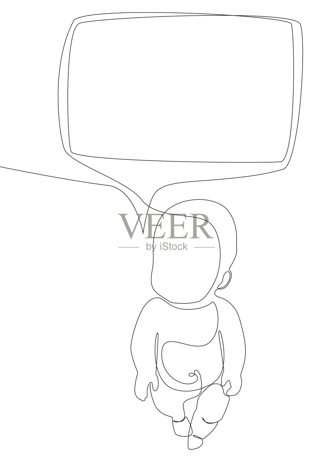 和宝宝一起连续的说话。细线插图矢量概念。轮廓画创意。插画图片素材