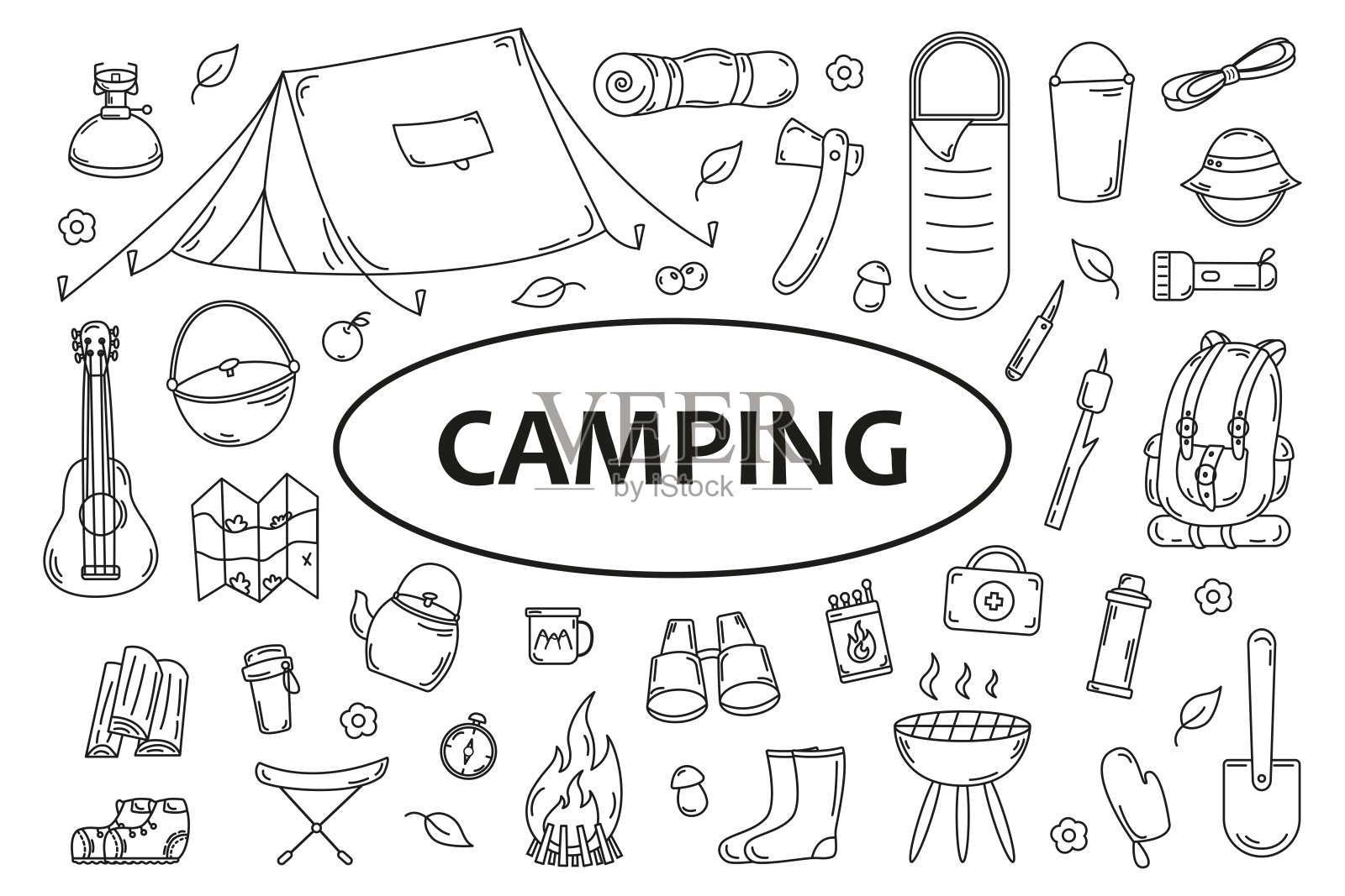 野营的旗帜插画图片素材