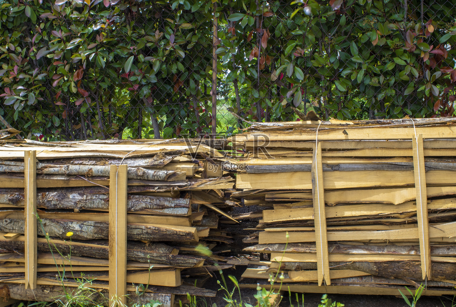 柴火。一堆木头。天然木材加工厂附近的柴火堆照片摄影图片