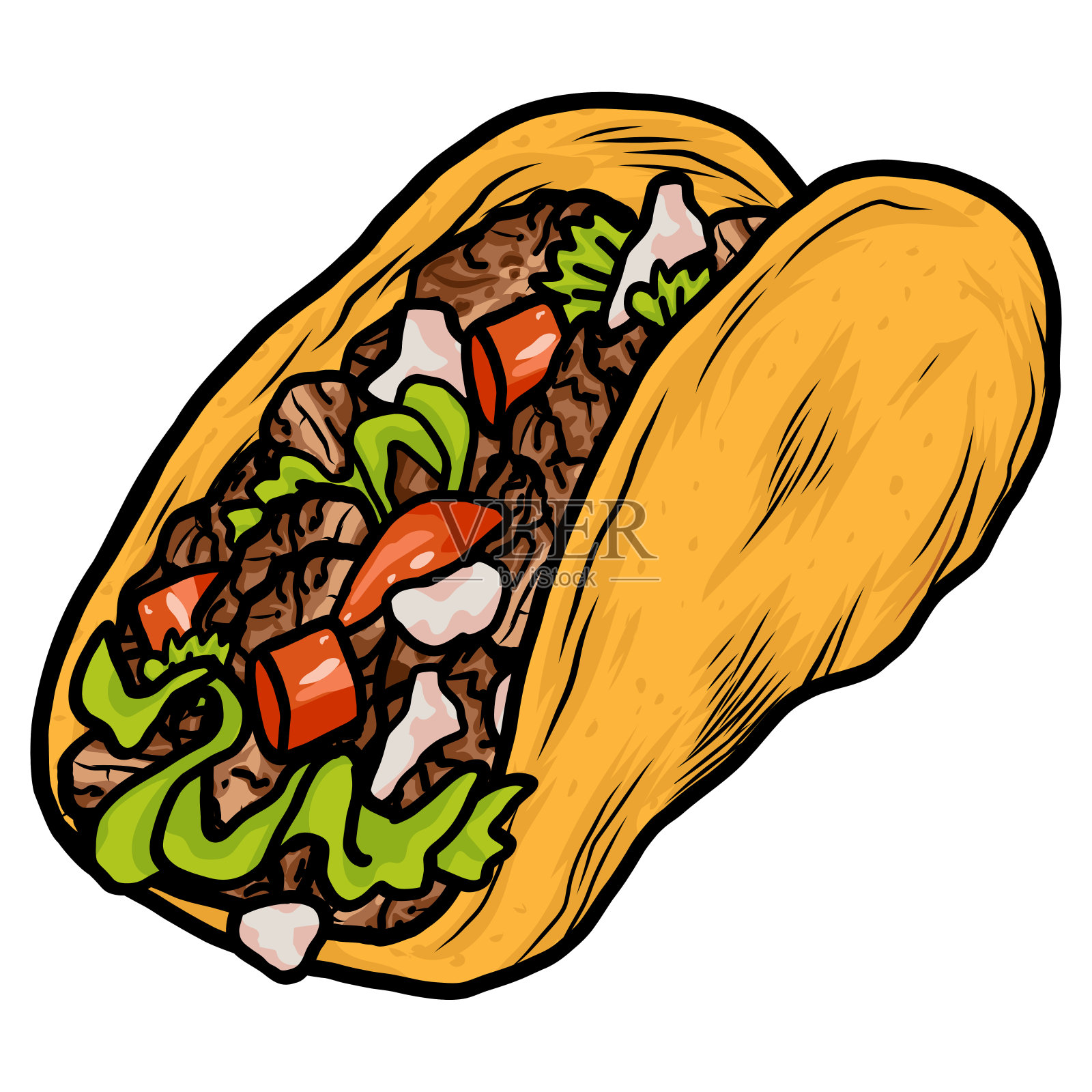 玉米饼Quesabirria墨西哥卷饼食品绘图插图插画图片素材