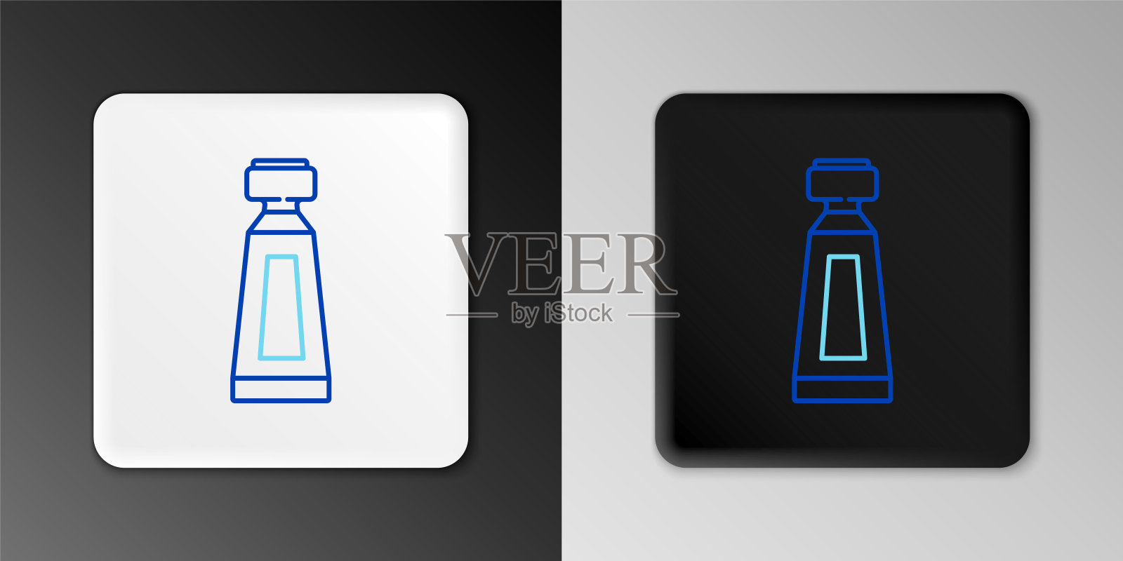 线霜或乳液化妆品管图标隔离在灰色背景。男士身体护理产品。色彩缤纷的轮廓概念。向量图标素材