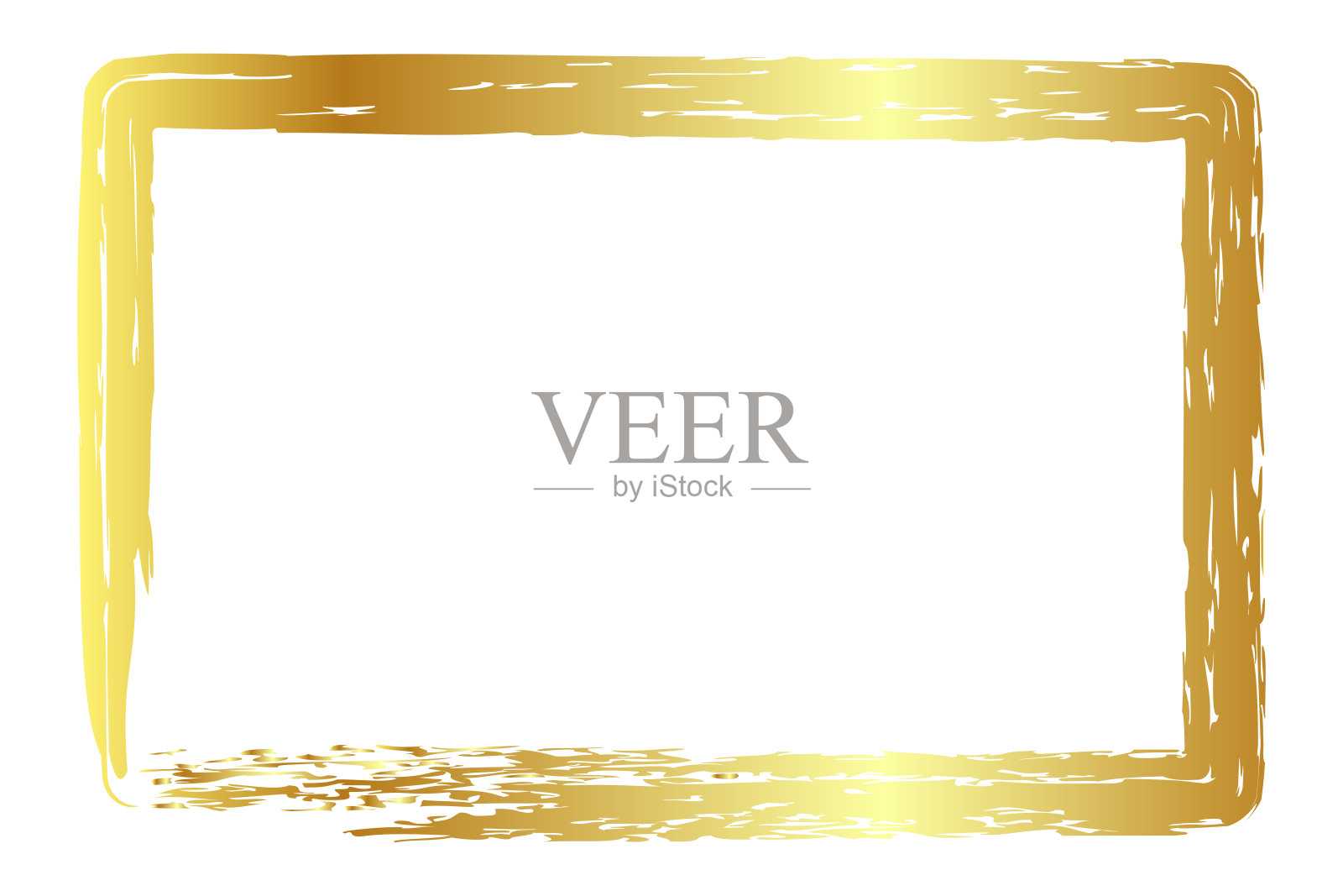 简单的矩形框架从黄金金色蜡笔,在白色的背景插画图片素材