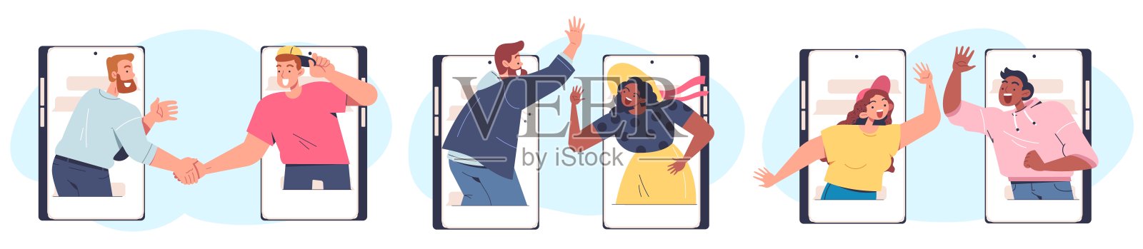 打电话问候朋友插画图片素材