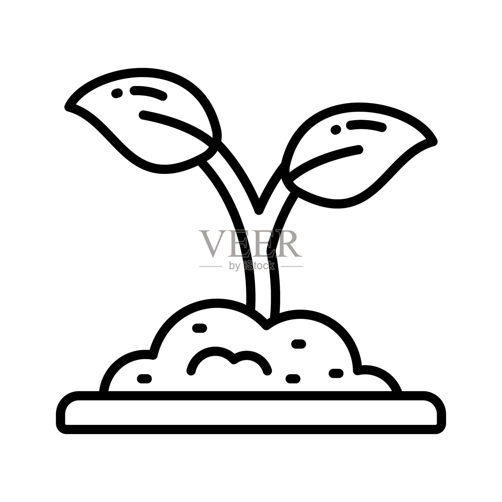 发芽图标在可编辑的风格与高质量的图形,孤立的白色背景插画图片素材