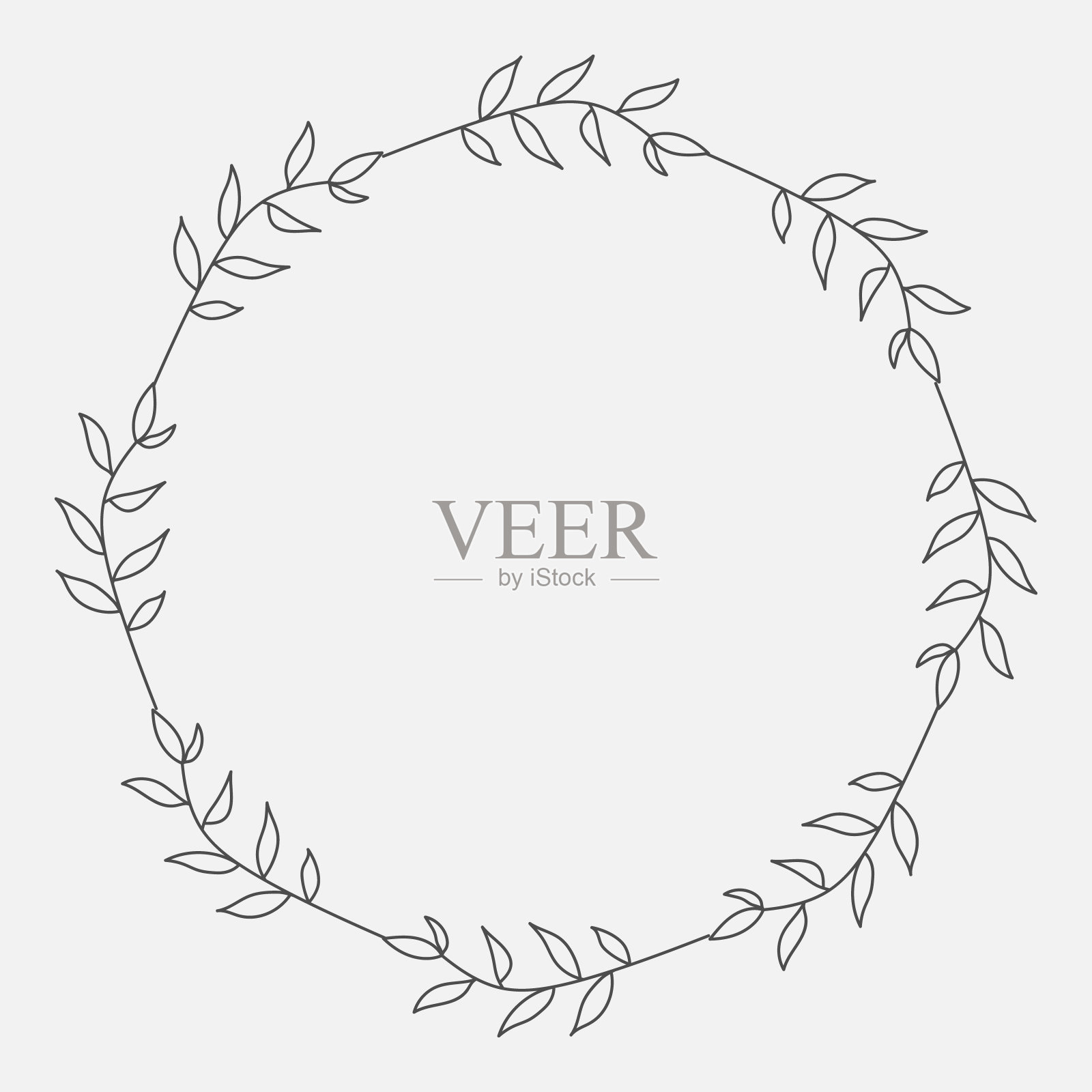 矢量花花环,圆形框架与花和树叶插画图片素材