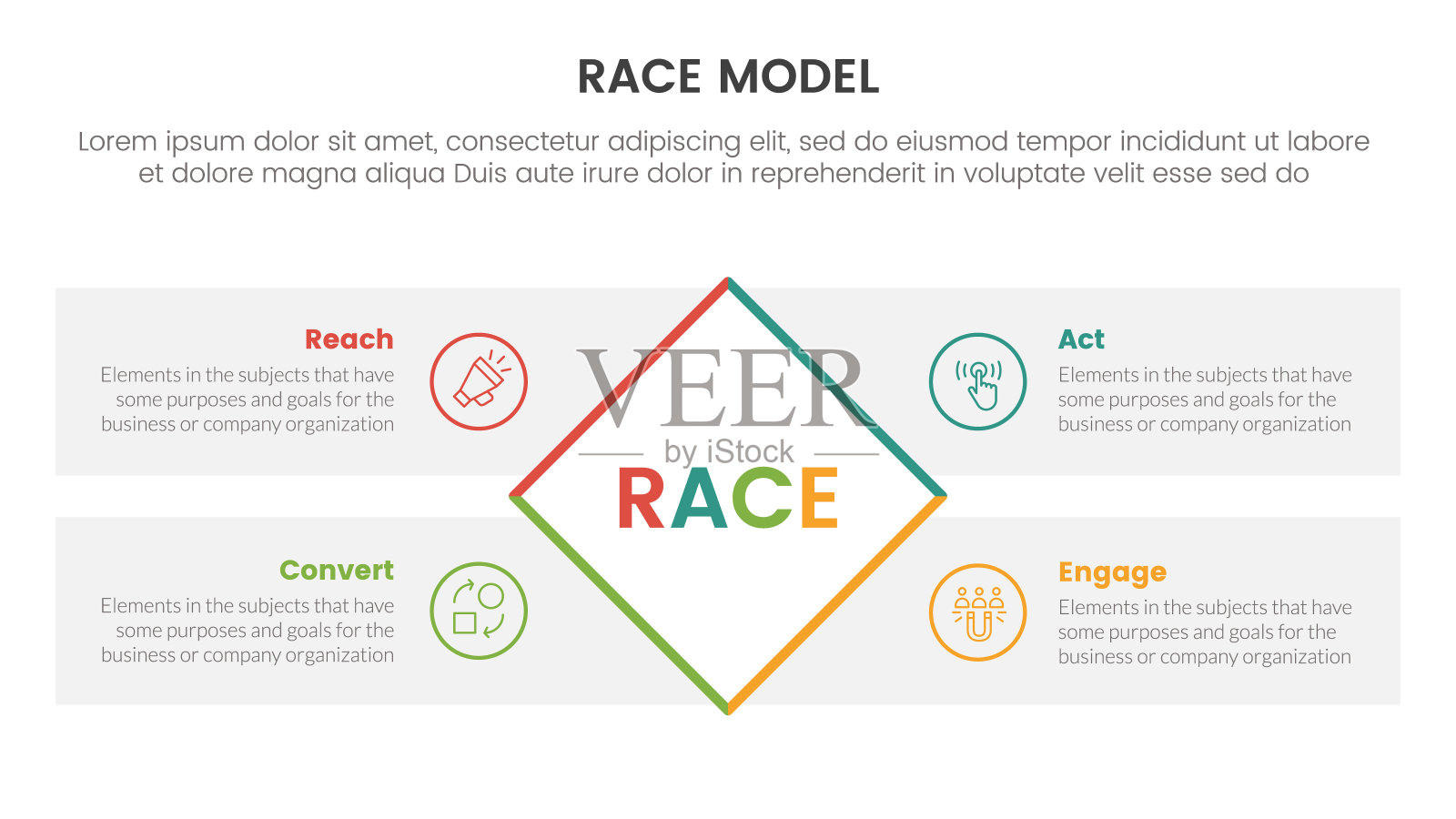 竞赛商业模式营销框架信息图表与旋转矩形框四点列表信息概念幻灯片演示插画图片素材