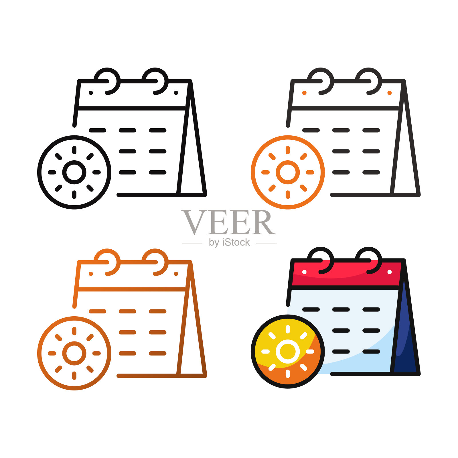 夏季图标设计在四个变化的颜色图标素材