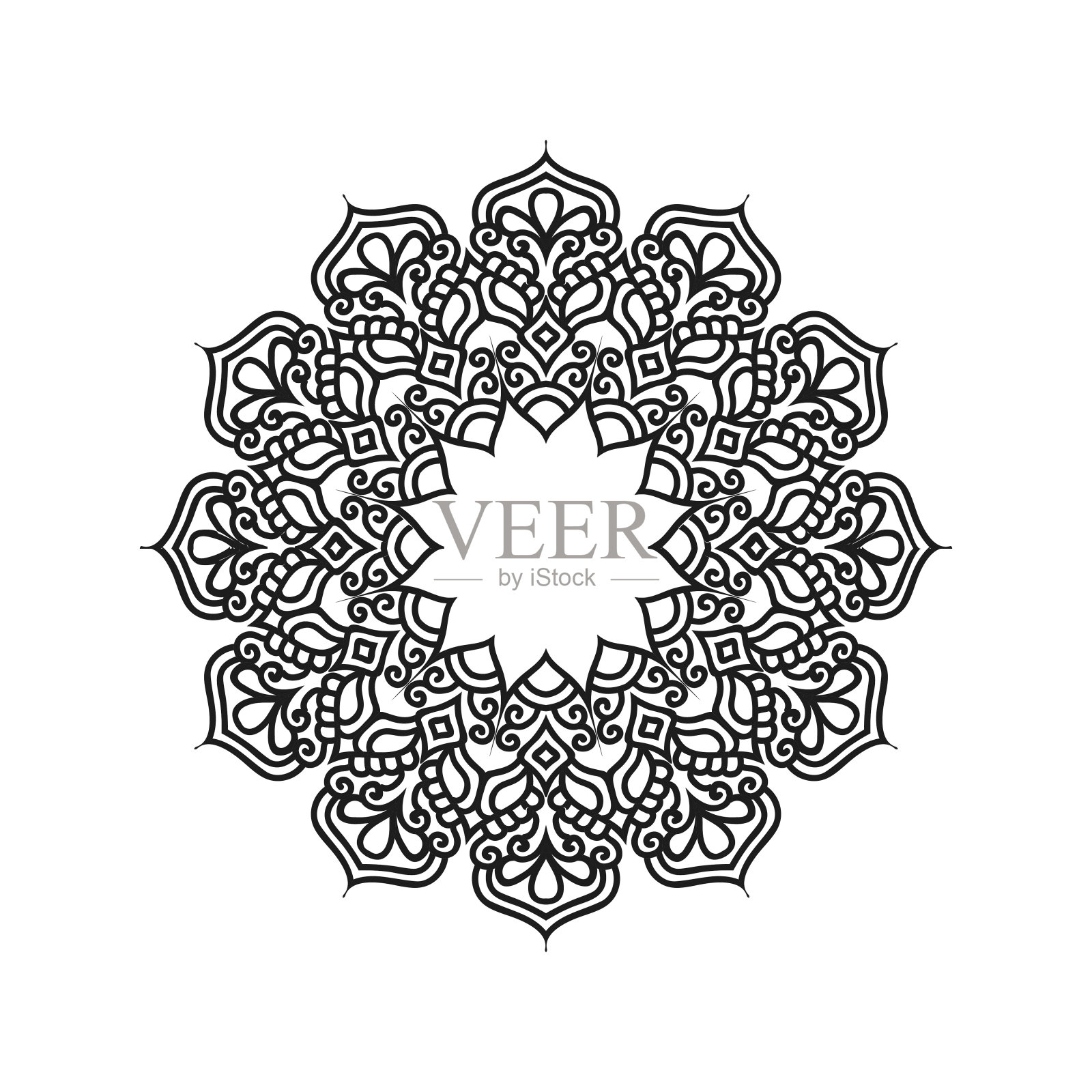 花曼陀罗矢量设计。曼陀罗艺术背景插画图片素材