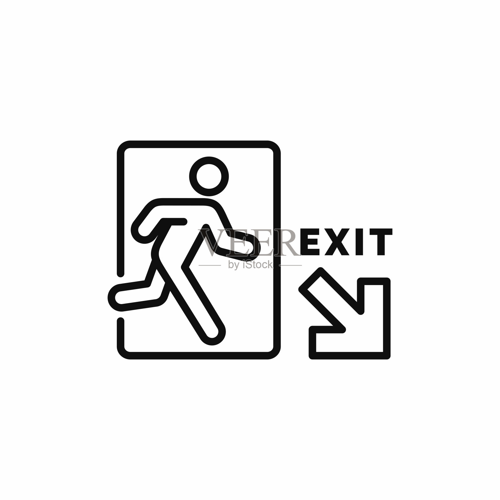 紧急出口标志图标孤立在白色背景上插画图片素材