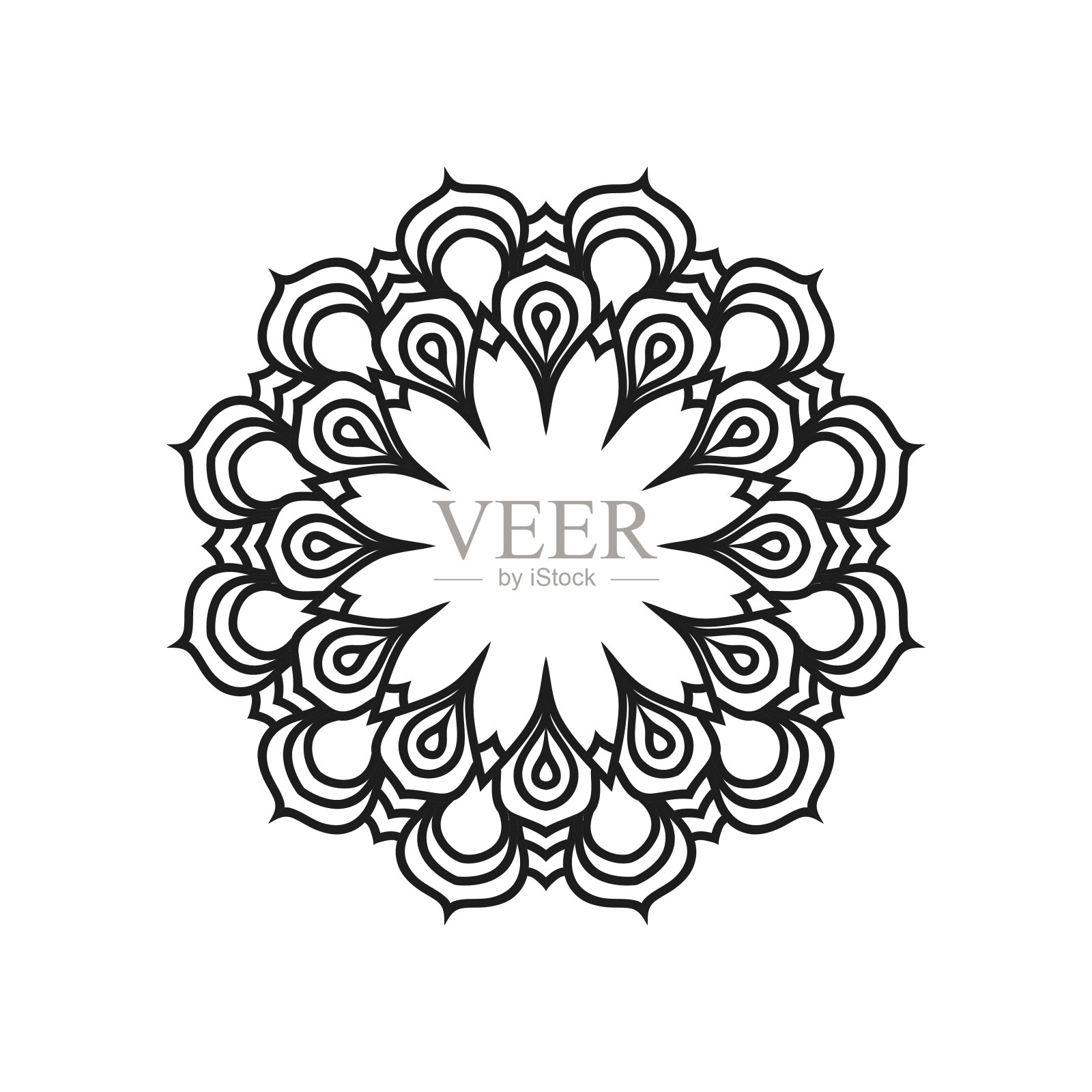 花曼陀罗矢量设计。曼陀罗艺术背景插画图片素材