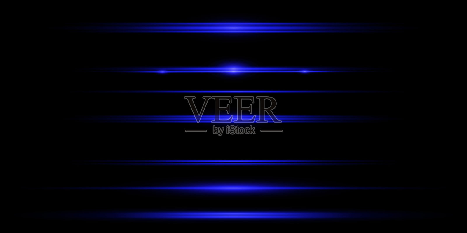 蓝色水平高光。激光束,水平光束。插画图片素材