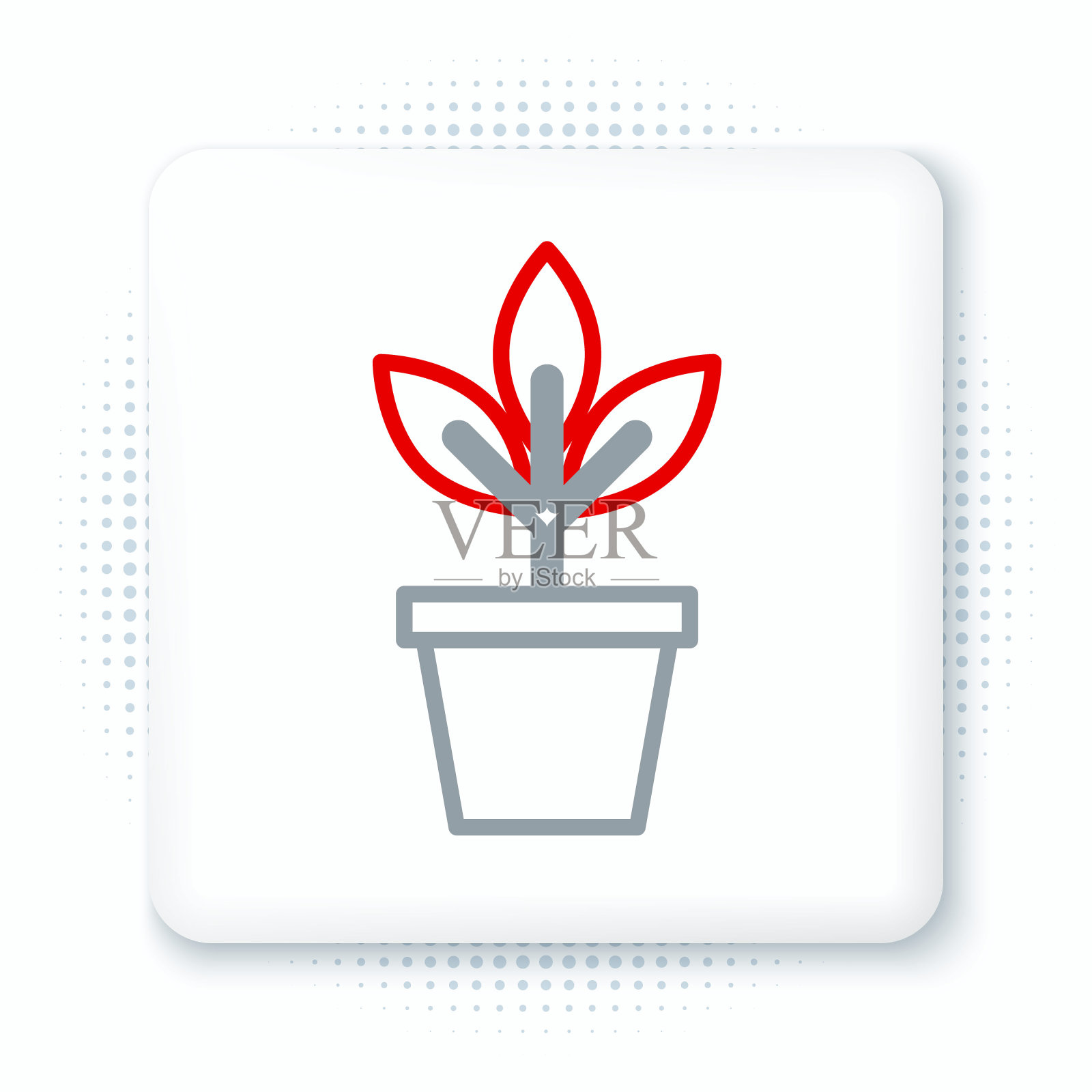 线花在锅图标孤立的白色背景。盆栽植物。盆栽植物标志。色彩缤纷的轮廓概念。向量图标素材