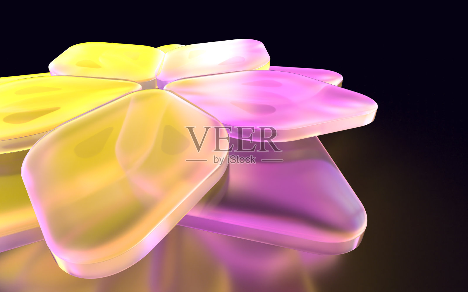 由水晶玻璃制成的花的3D插图照片摄影图片