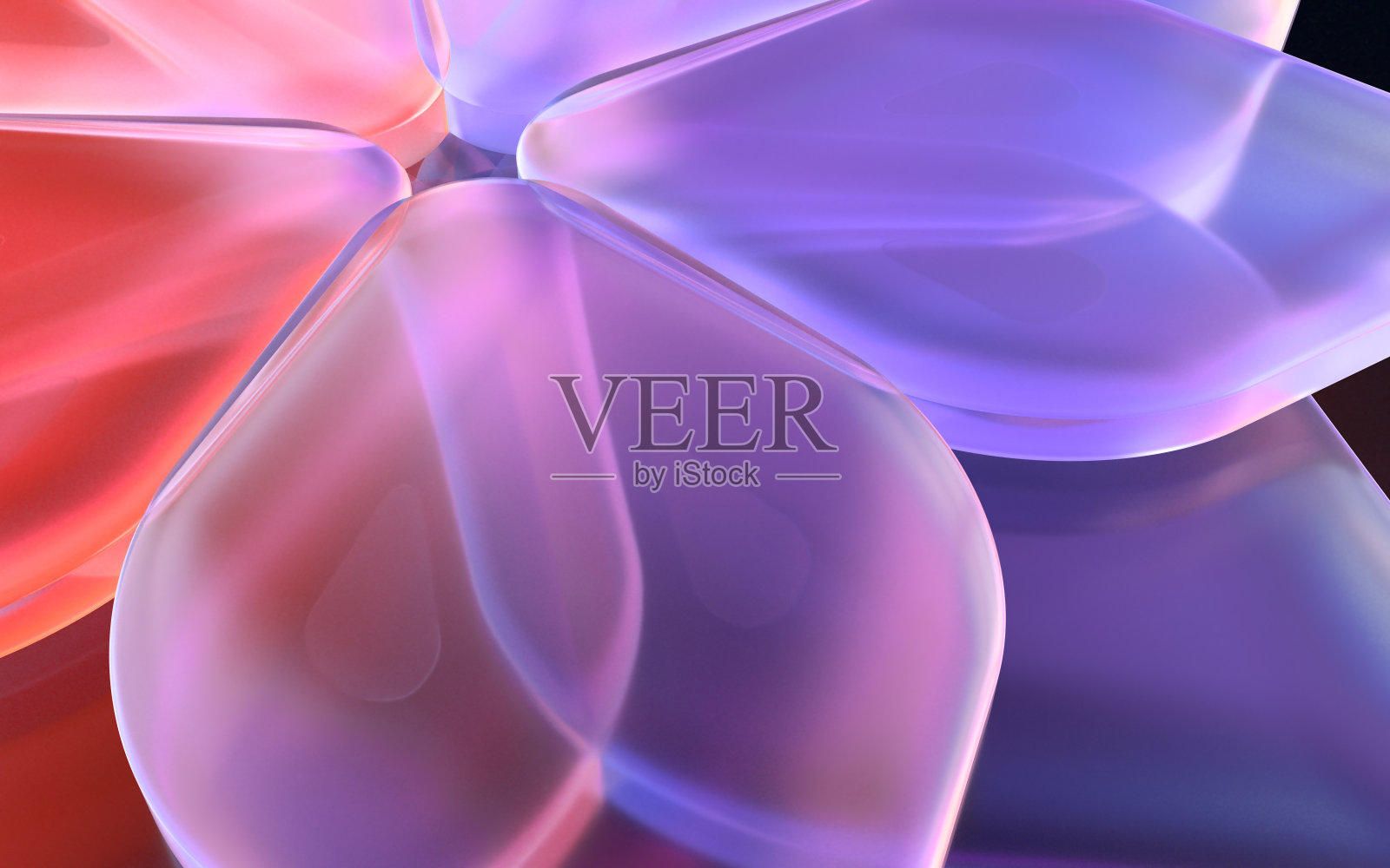 由水晶玻璃制成的花的3D插图照片摄影图片