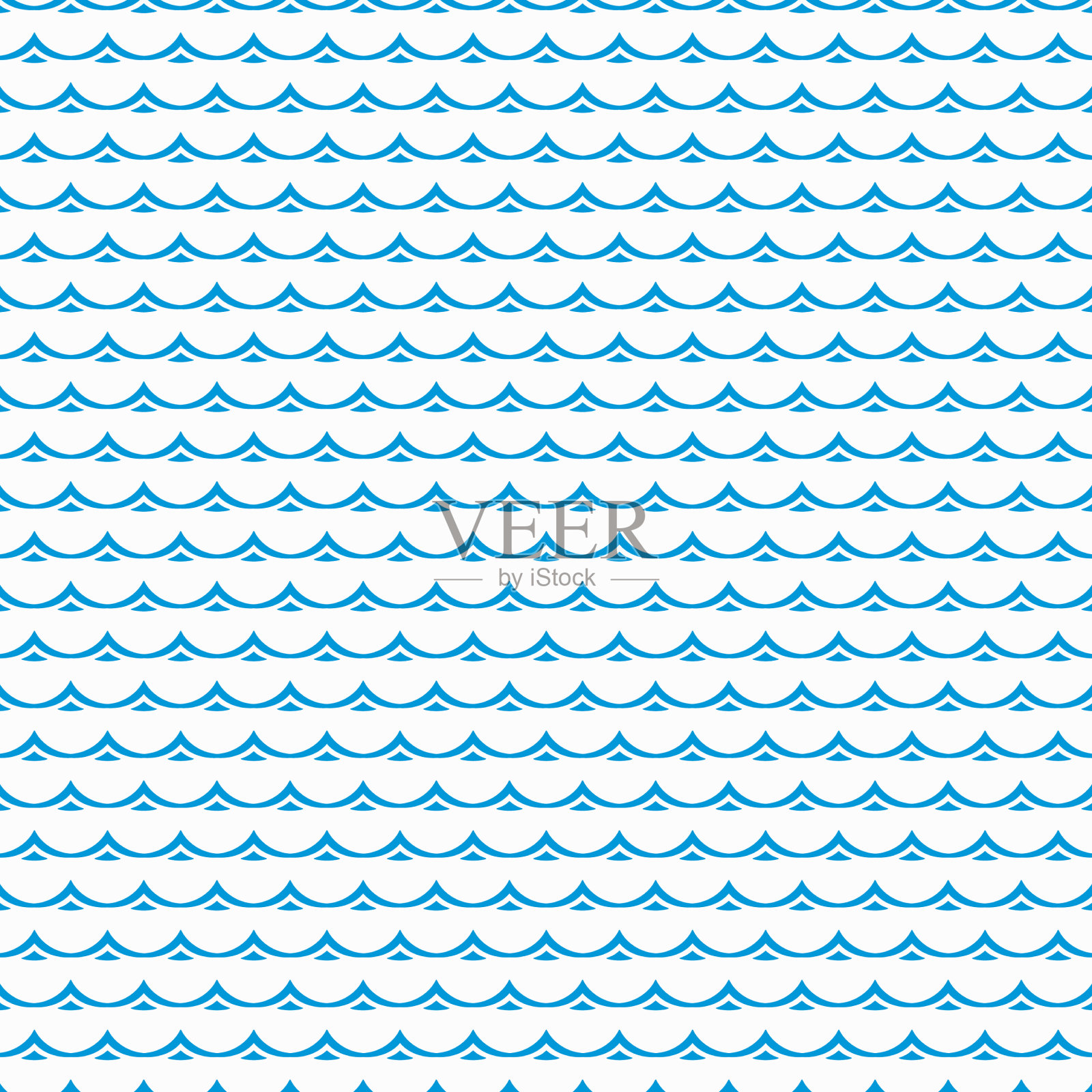 大海和大海的蓝色波浪简单无缝图案插画图片素材