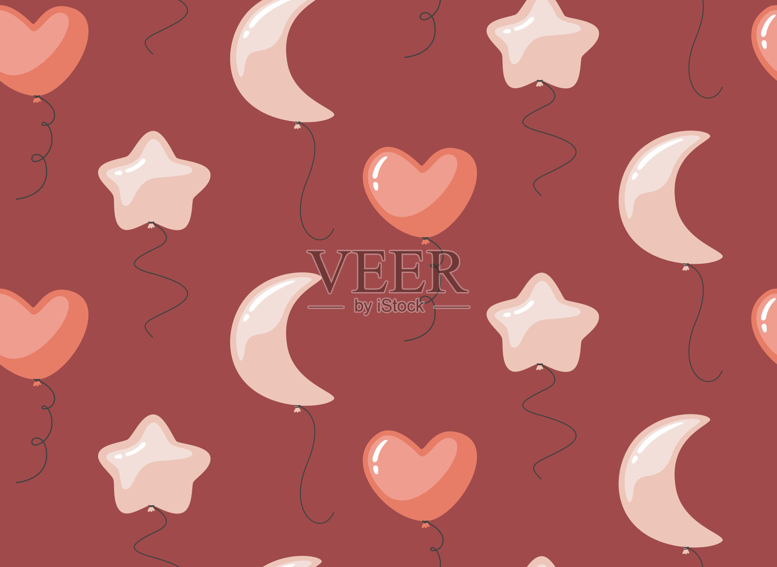 粉色气球的无缝图案。插画图片素材