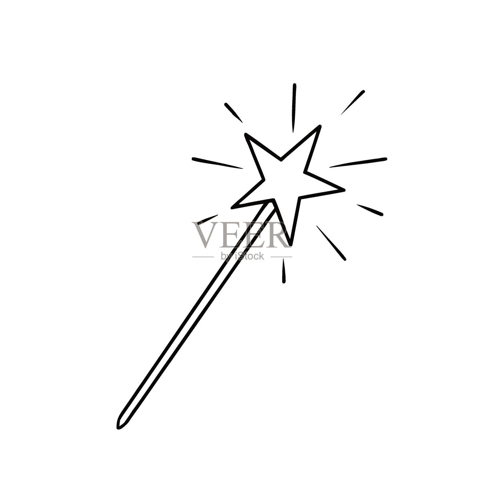 魔杖。星形魔法配件。手绘插图插画图片素材