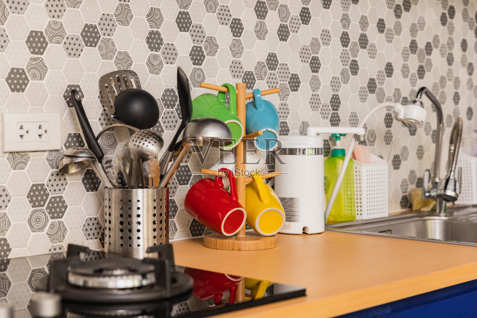 厨房内部静物。照片摄影图片