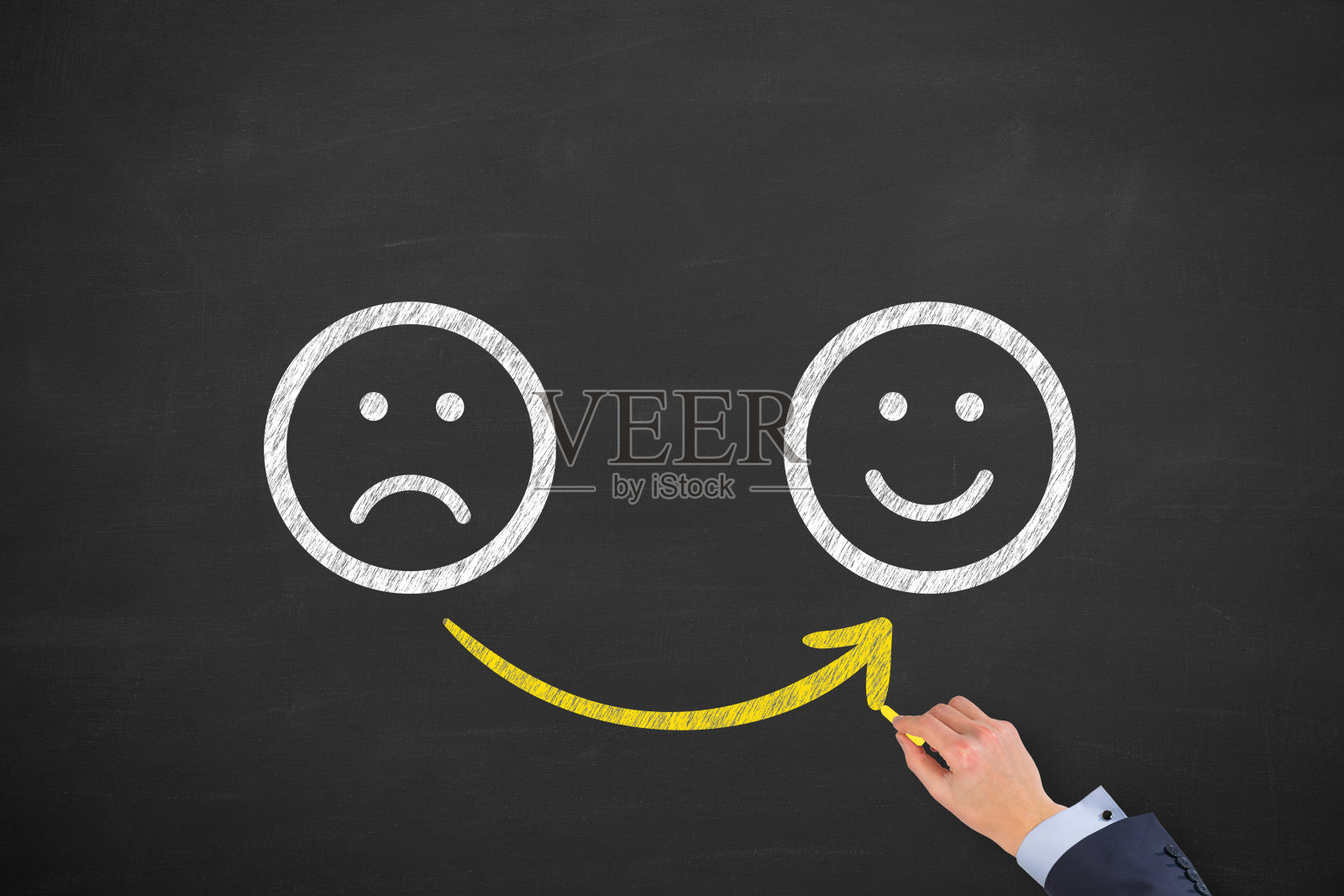 黑板上手绘的不快乐和快乐照片摄影图片