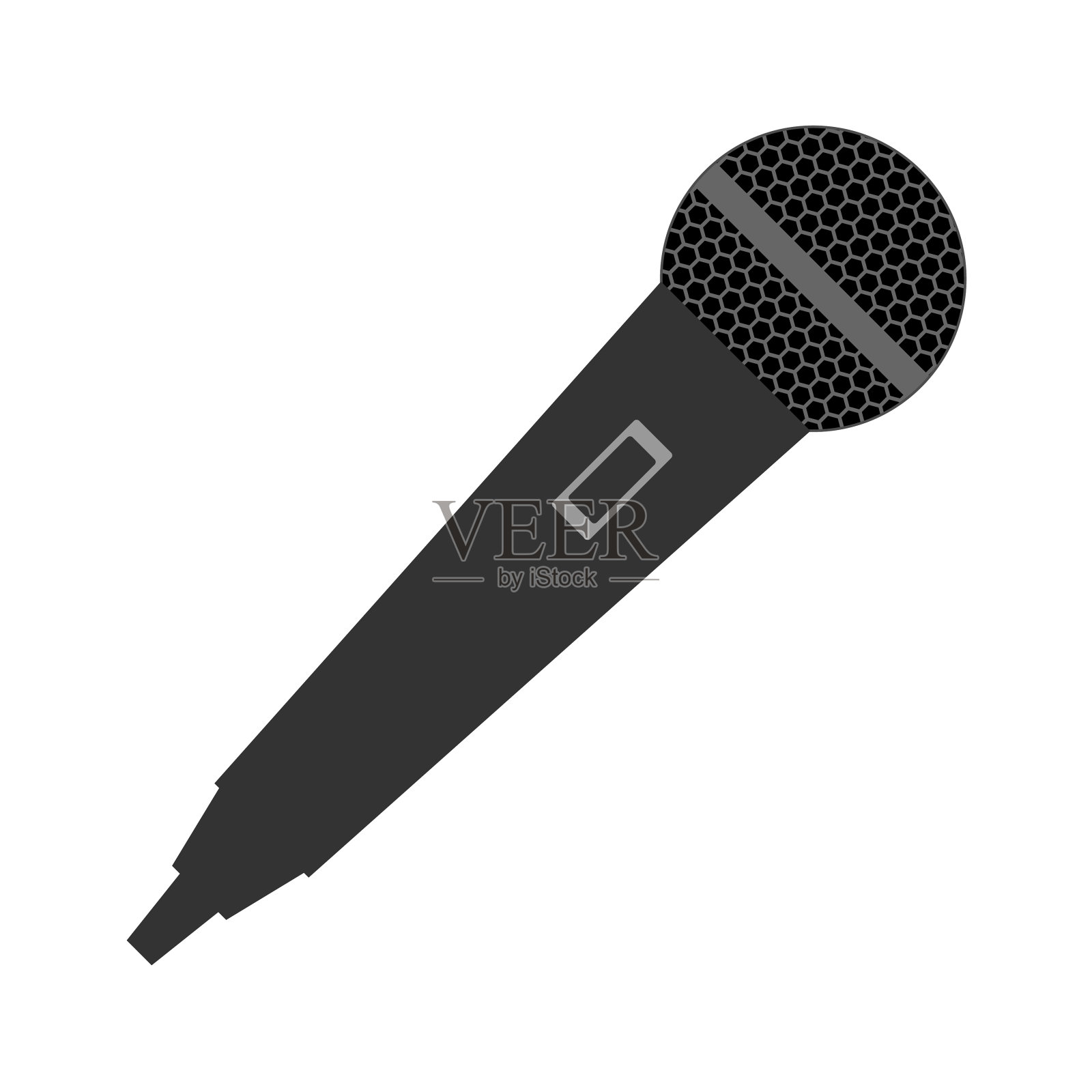 白色背景上的黑色麦克风图标。插画图片素材