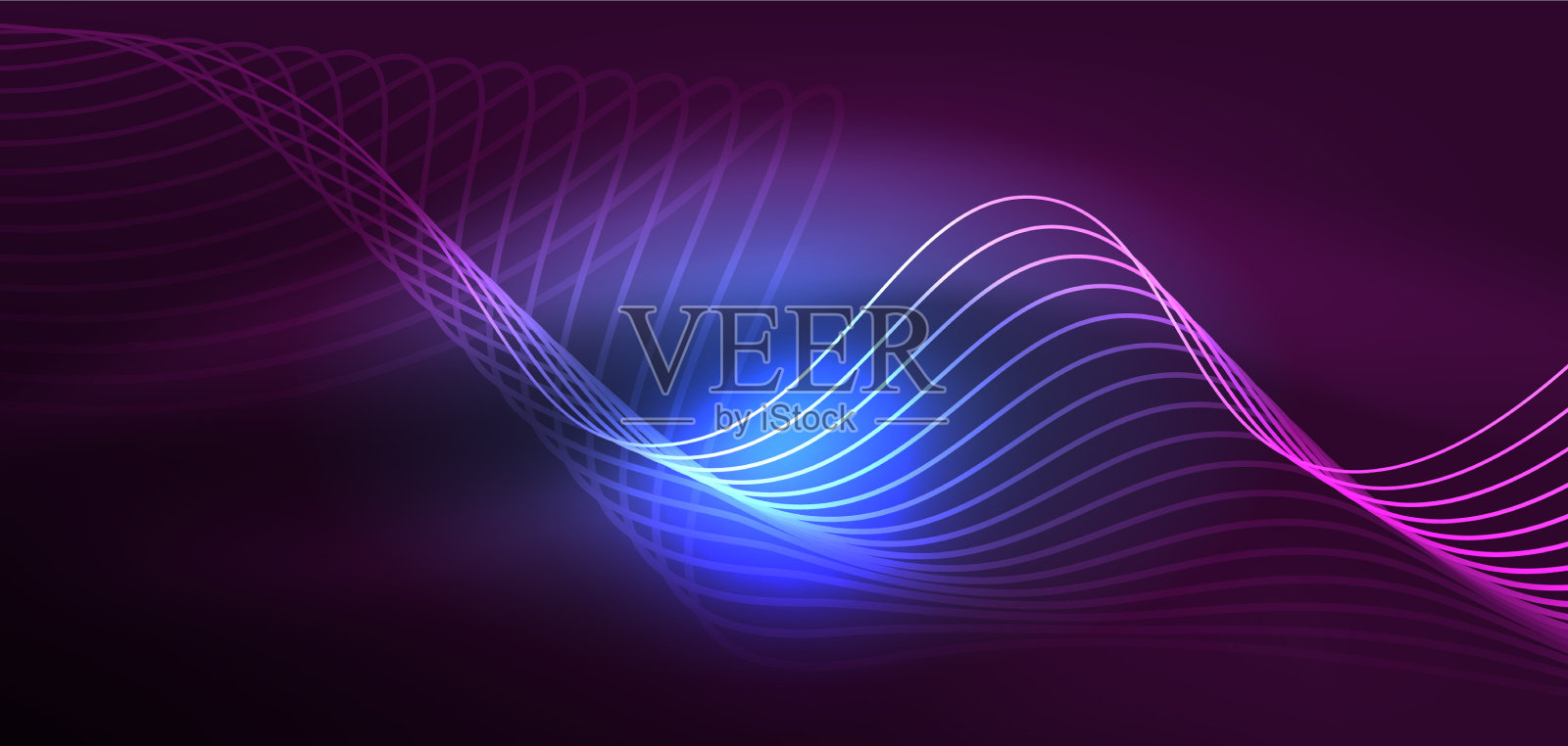 闪亮发光的霓虹灯波或霓虹灯激光秀插画图片素材