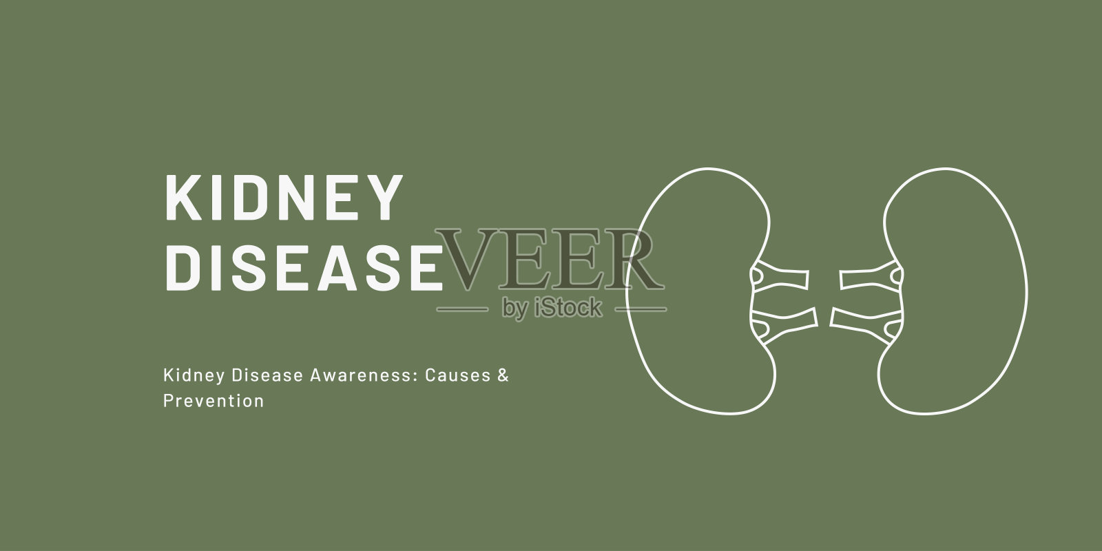 绿色背景的肾脏疾病横幅。时尚的横幅与文本和图标的医疗保健和医疗插画图片素材