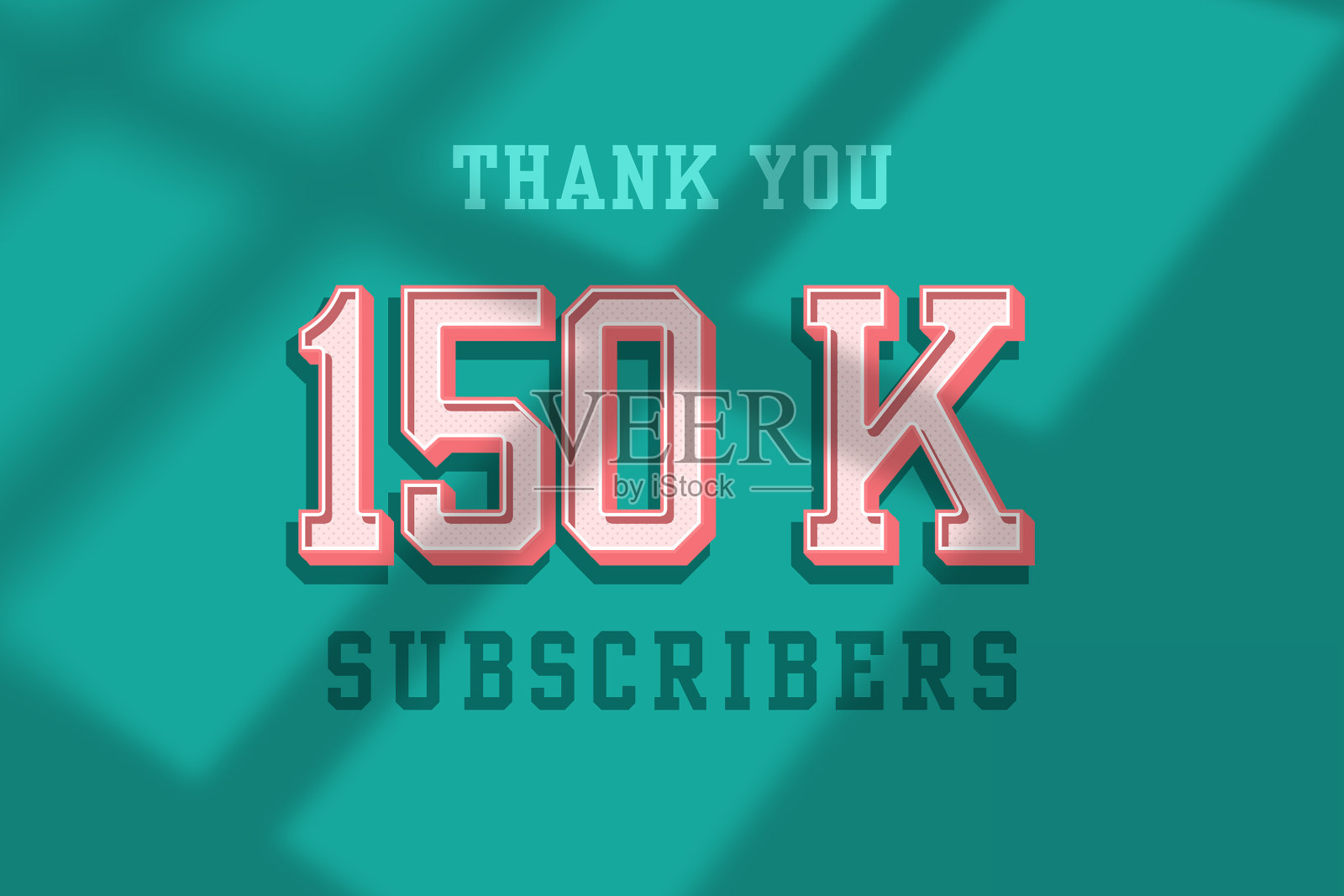 150k用户庆祝问候横幅与粉红色复古设计插画图片素材