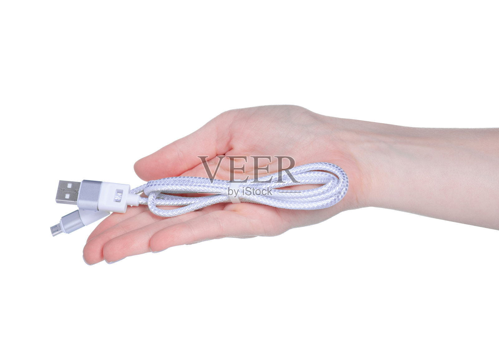 USB线充电器线在手照片摄影图片