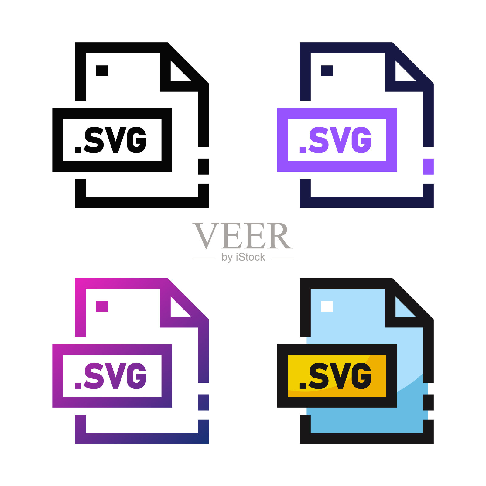 SVG文件图标设计在四个变化的颜色插画图片素材
