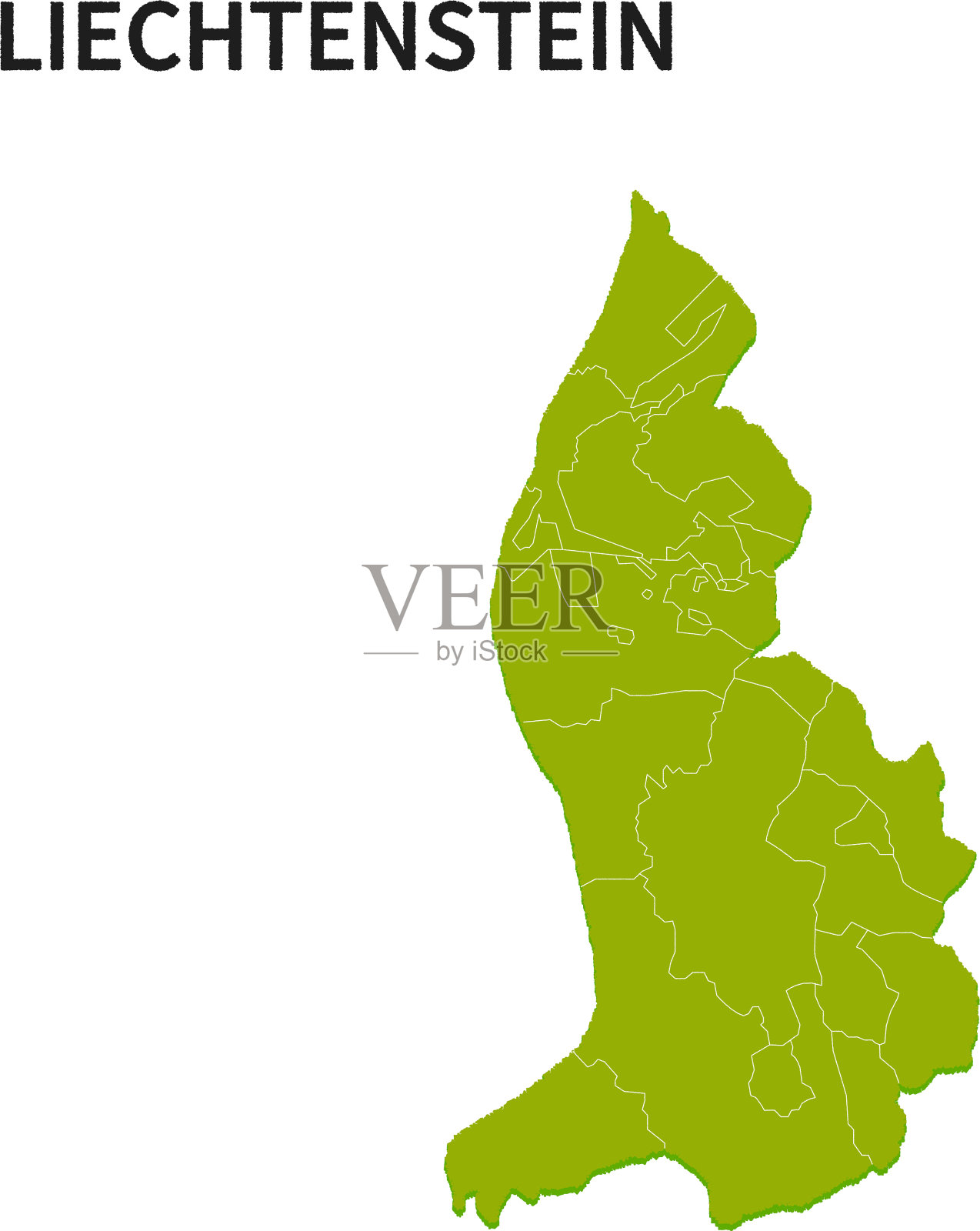列支敦士登各省地图。插画图片素材