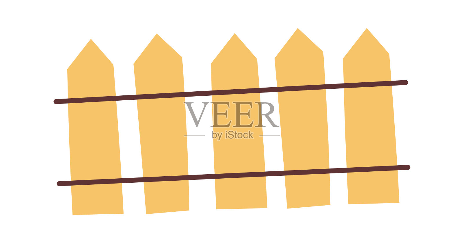 卡通木栅栏插画图片素材