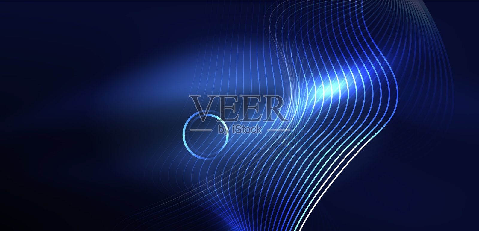 霓虹激光线,圆,波抽象插画图片素材