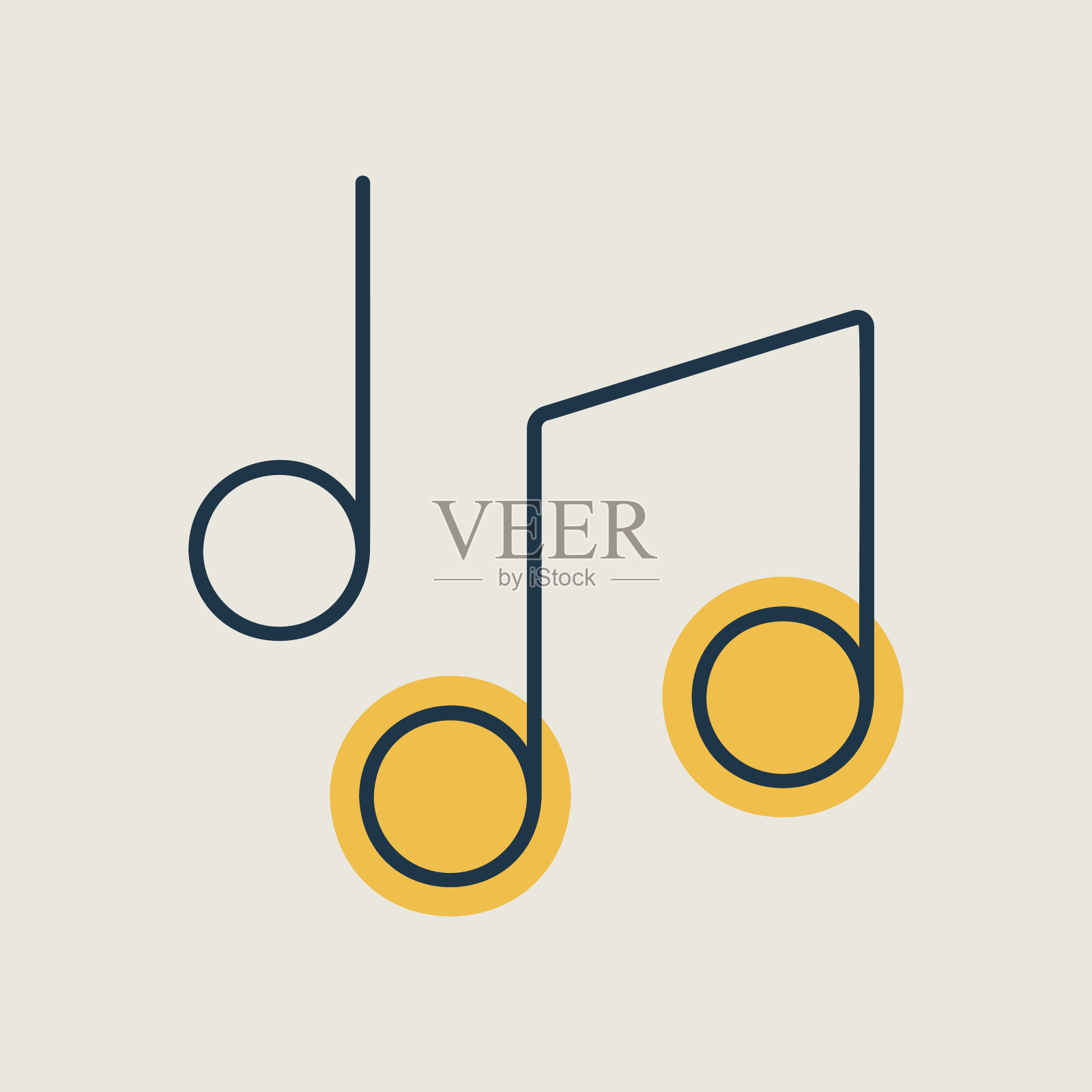 音乐笔记,歌曲,旋律或曲调平坦矢量图标插画图片素材