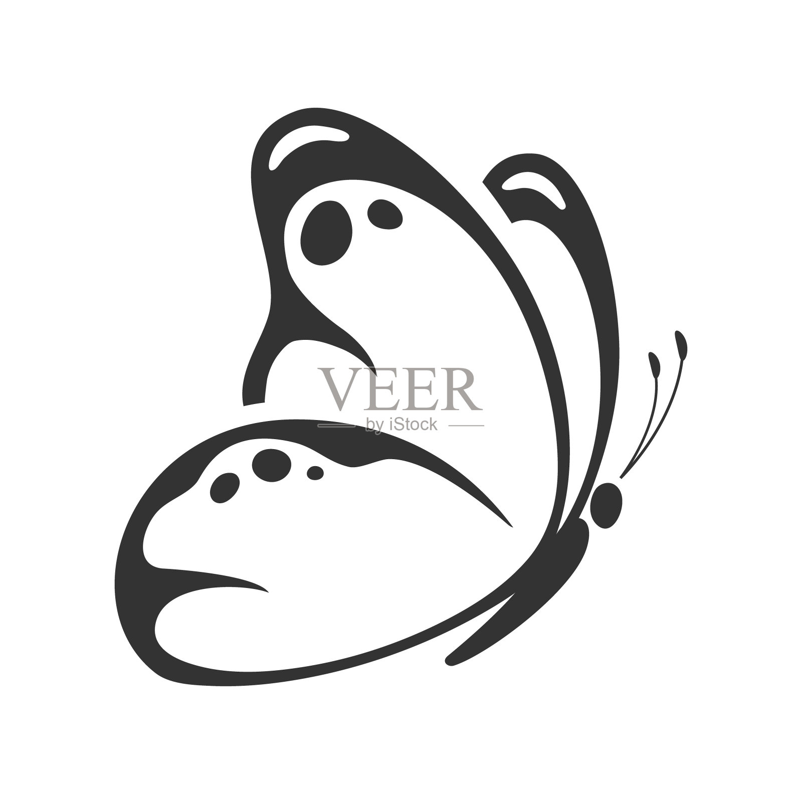 蝴蝶图标孤立的白色背景插画图片素材