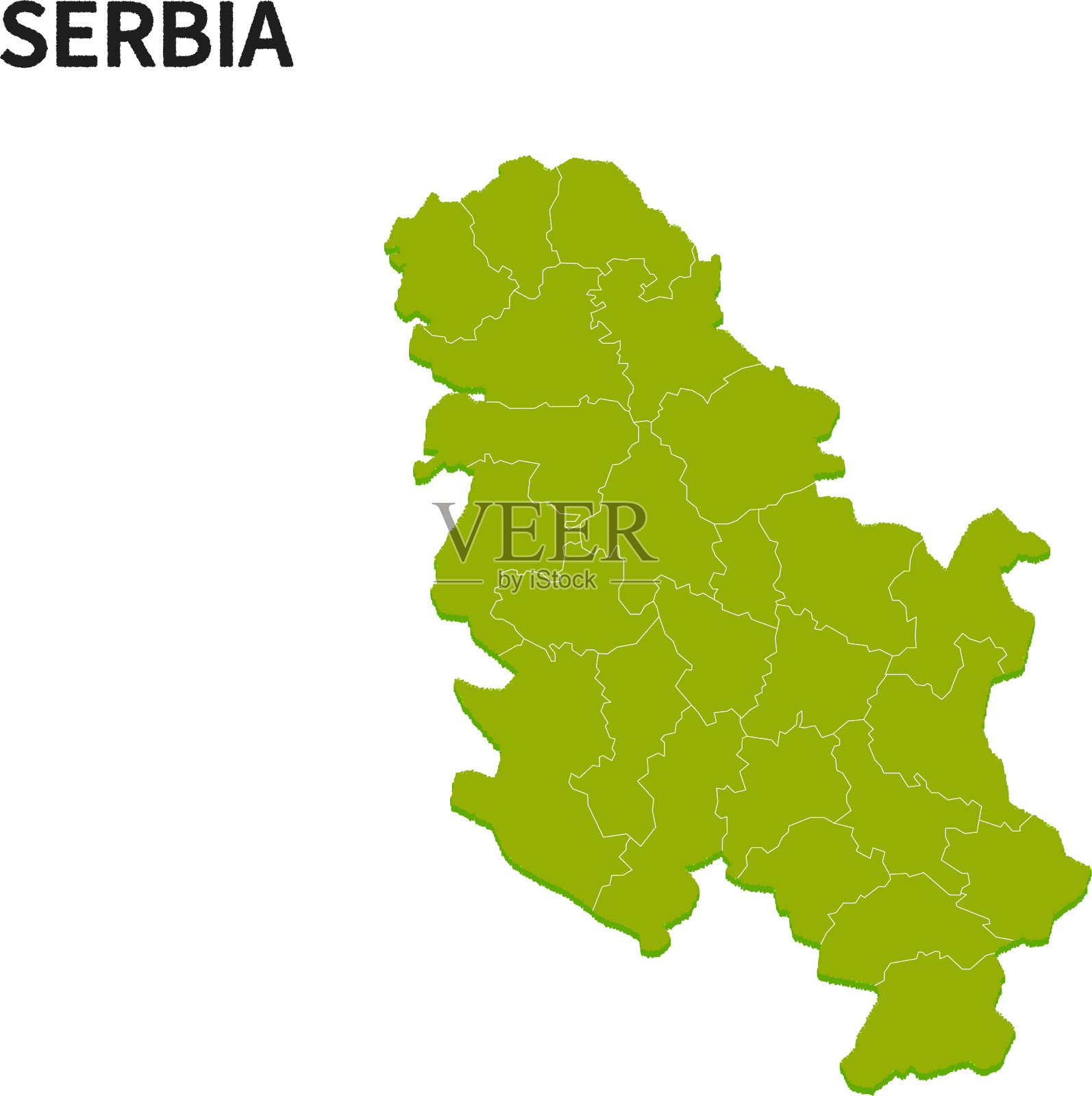 塞尔维亚各省地图。插画图片素材
