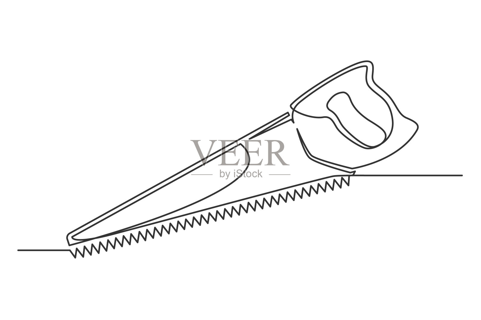 连续单线手锯插画图片素材